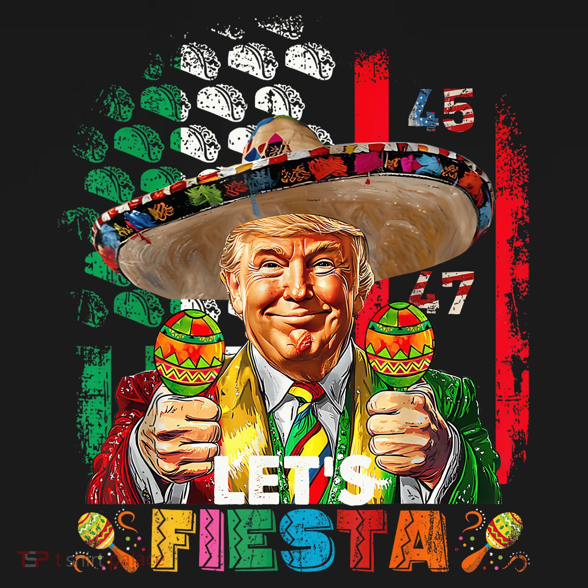 Cinco De Mayo Trump Taco Funny Mexican Trump Let's Fiesta Sweatshirt