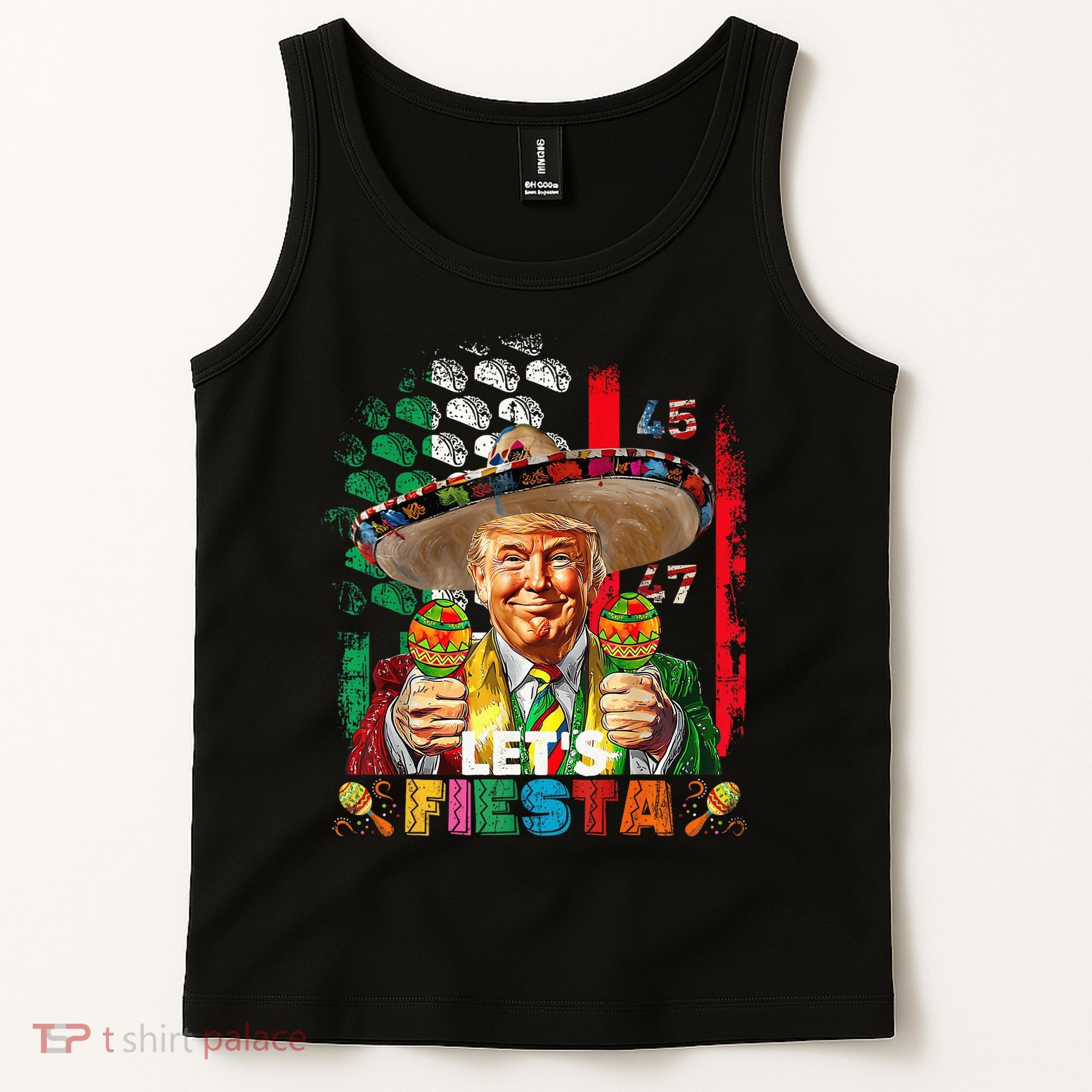 Cinco De Mayo Trump Taco Funny Mexican Trump Let's Fiesta Tank Top