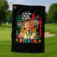 Cinco De Mayo Trump Taco Funny Mexican Trump Let's Fiesta Golf Towel thumb 1