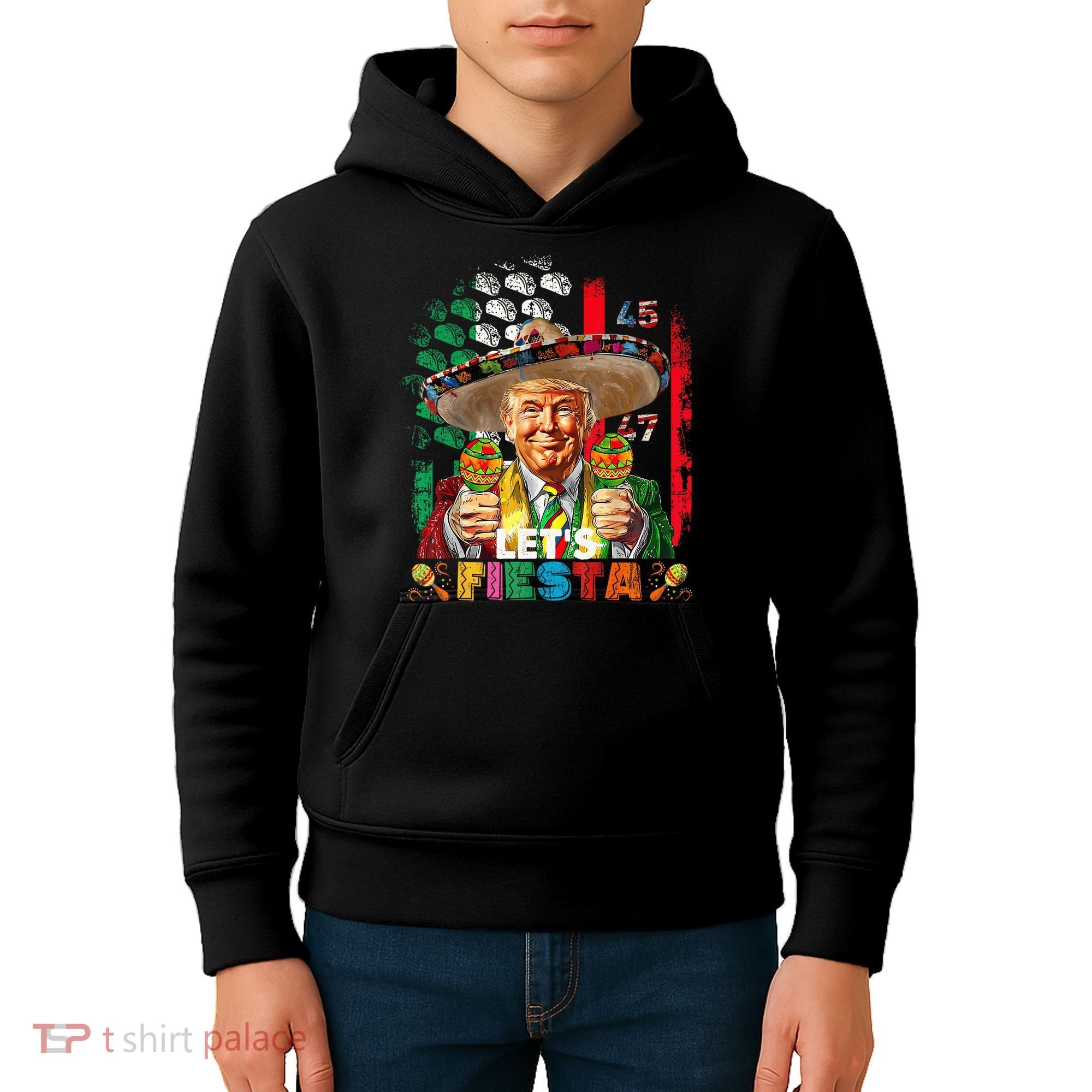 Cinco De Mayo Trump Taco Funny Mexican Trump Let's Fiesta Kids Hoodie