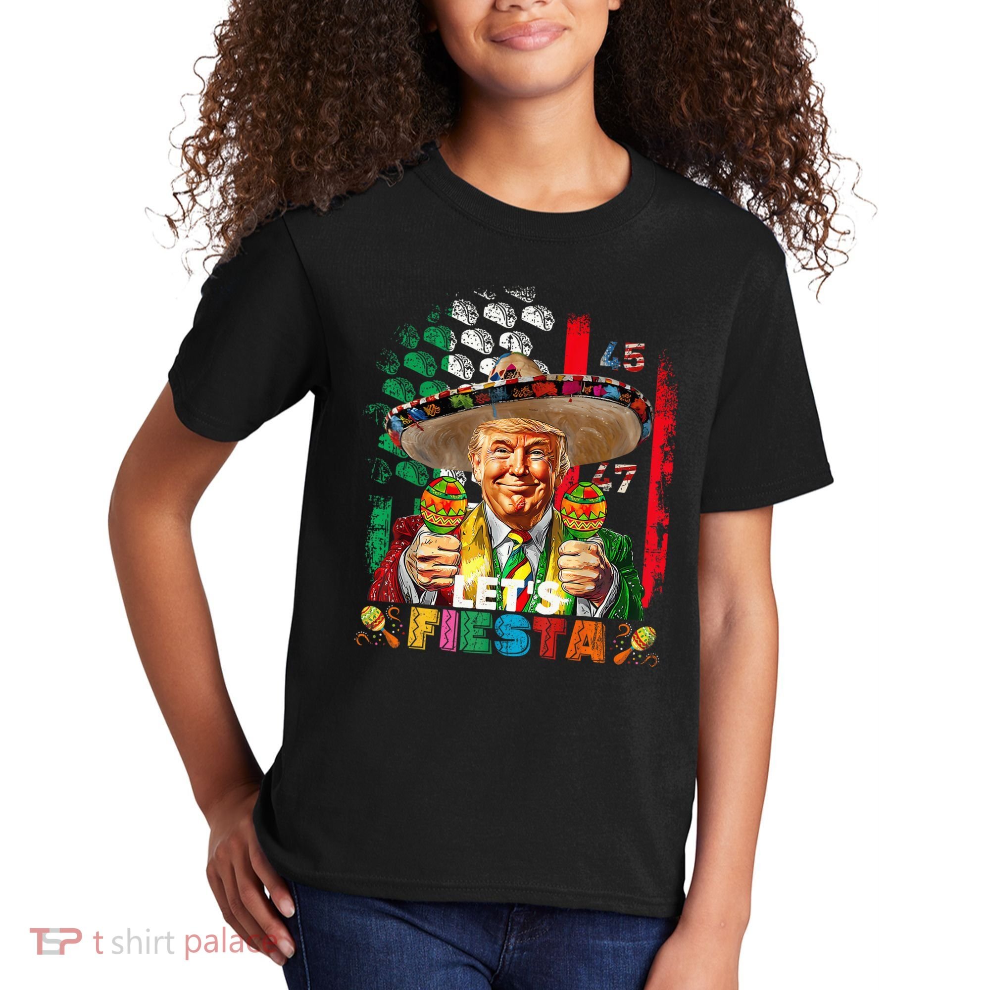 Cinco De Mayo Trump Taco Funny Mexican Trump Let's Fiesta Kids T-Shirt