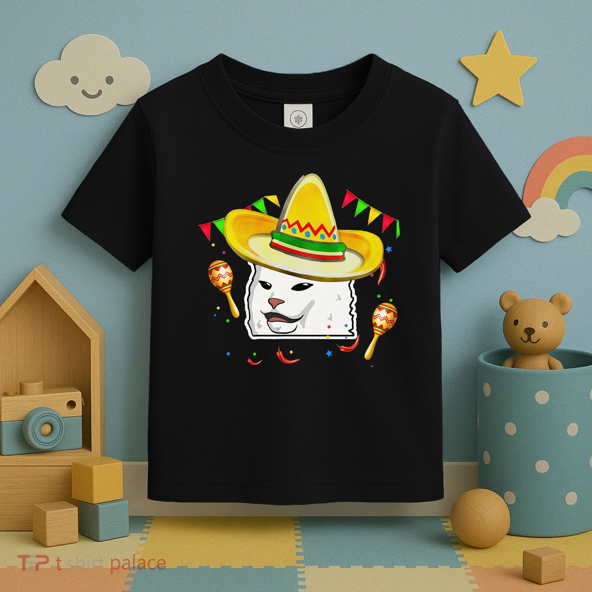 Cinco De Mayo Smudge Cat Mexican Lover Sombrero Cat Gifts Toddler T-Shirt