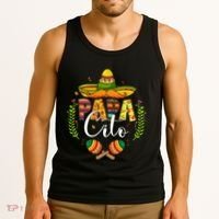 Cinco De Mayo Papa Cito Leopard Fiesta Mexican Fathers Day Tank Top thumb 3