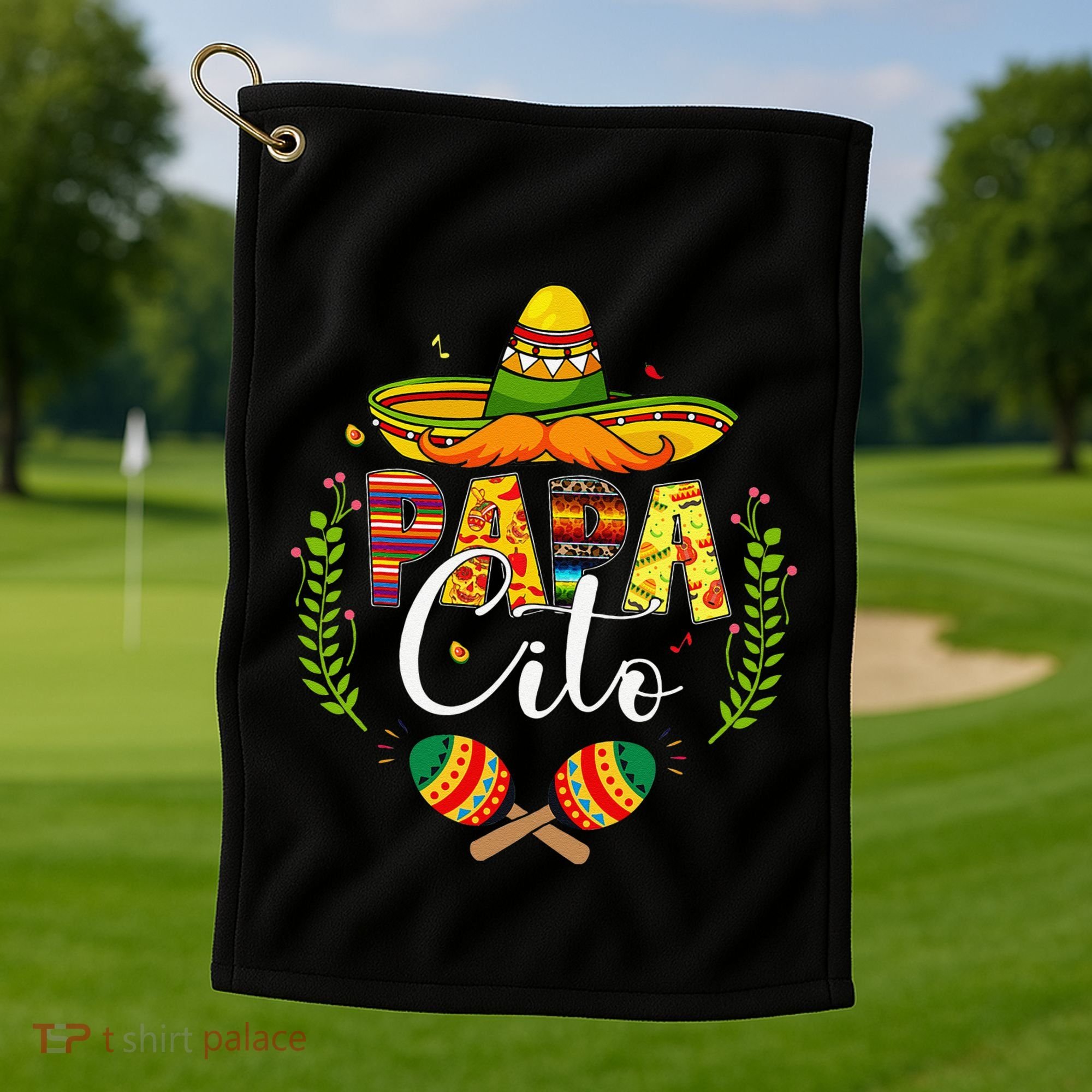 Cinco De Mayo Papa Cito Leopard Fiesta Mexican Fathers Day Golf Towel
