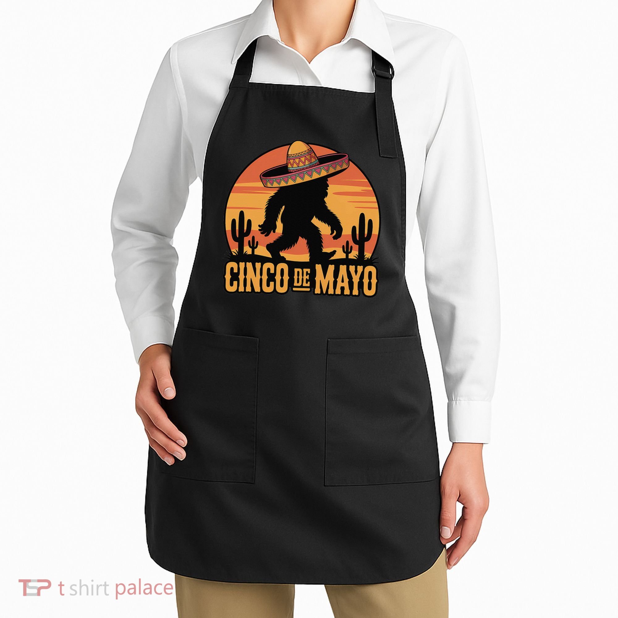 Cinco De Mayo Bigfoot Sombrero Desert Sunset Apron