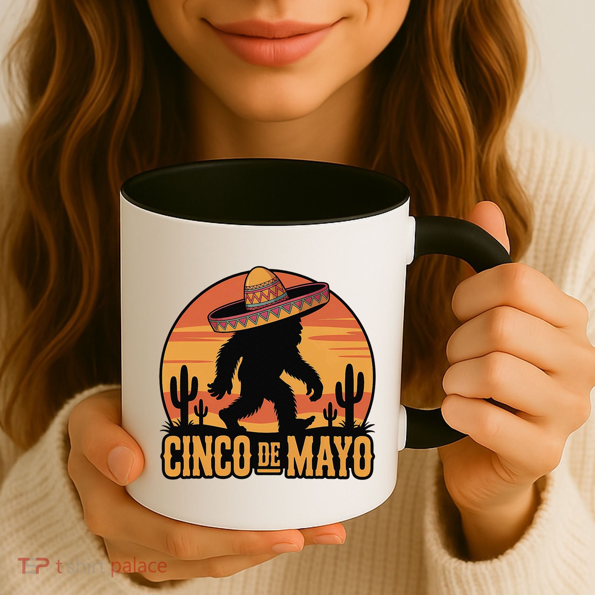 Cinco De Mayo Bigfoot Sombrero Desert Sunset Coffee Mug
