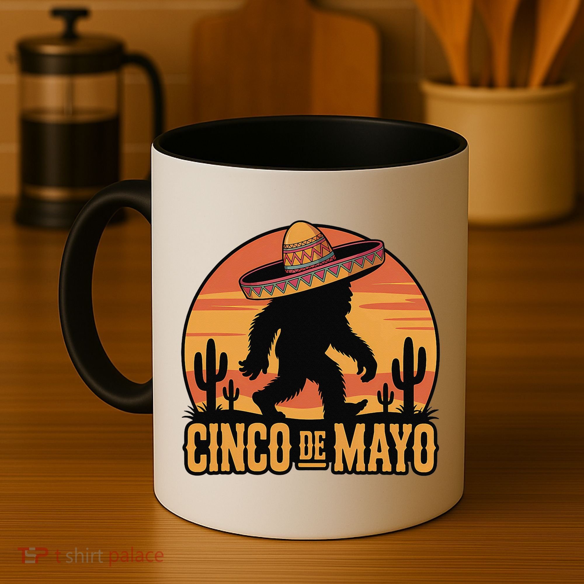 Cinco De Mayo Bigfoot Sombrero Desert Sunset Coffee Mug