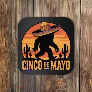 Cinco De Mayo Bigfoot Sombrero Desert Sunset Coaster