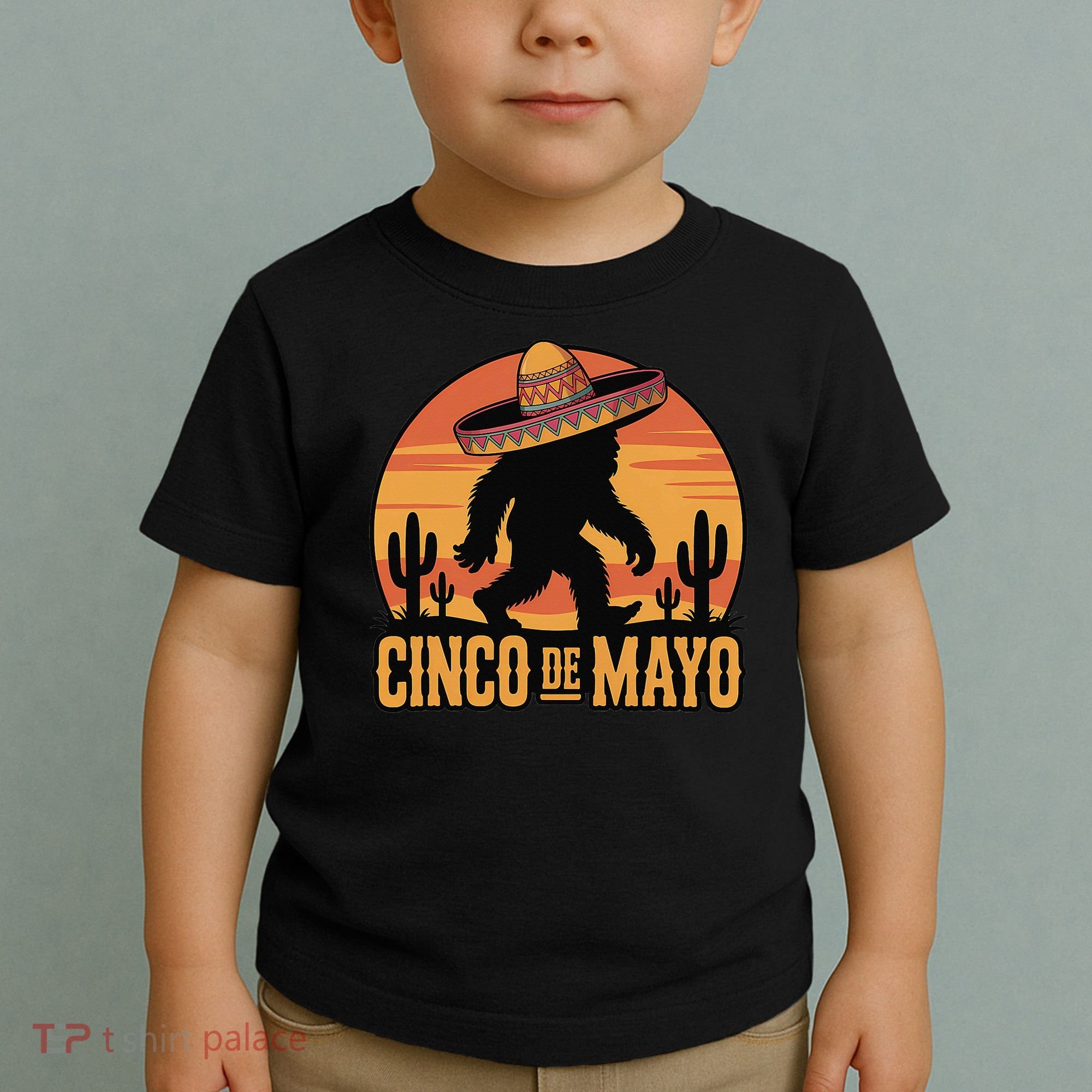 Cinco De Mayo Bigfoot Sombrero Desert Sunset Toddler T-Shirt