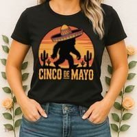 Cinco De Mayo Bigfoot Sombrero Desert Sunset Women's T-Shirt thumb 2
