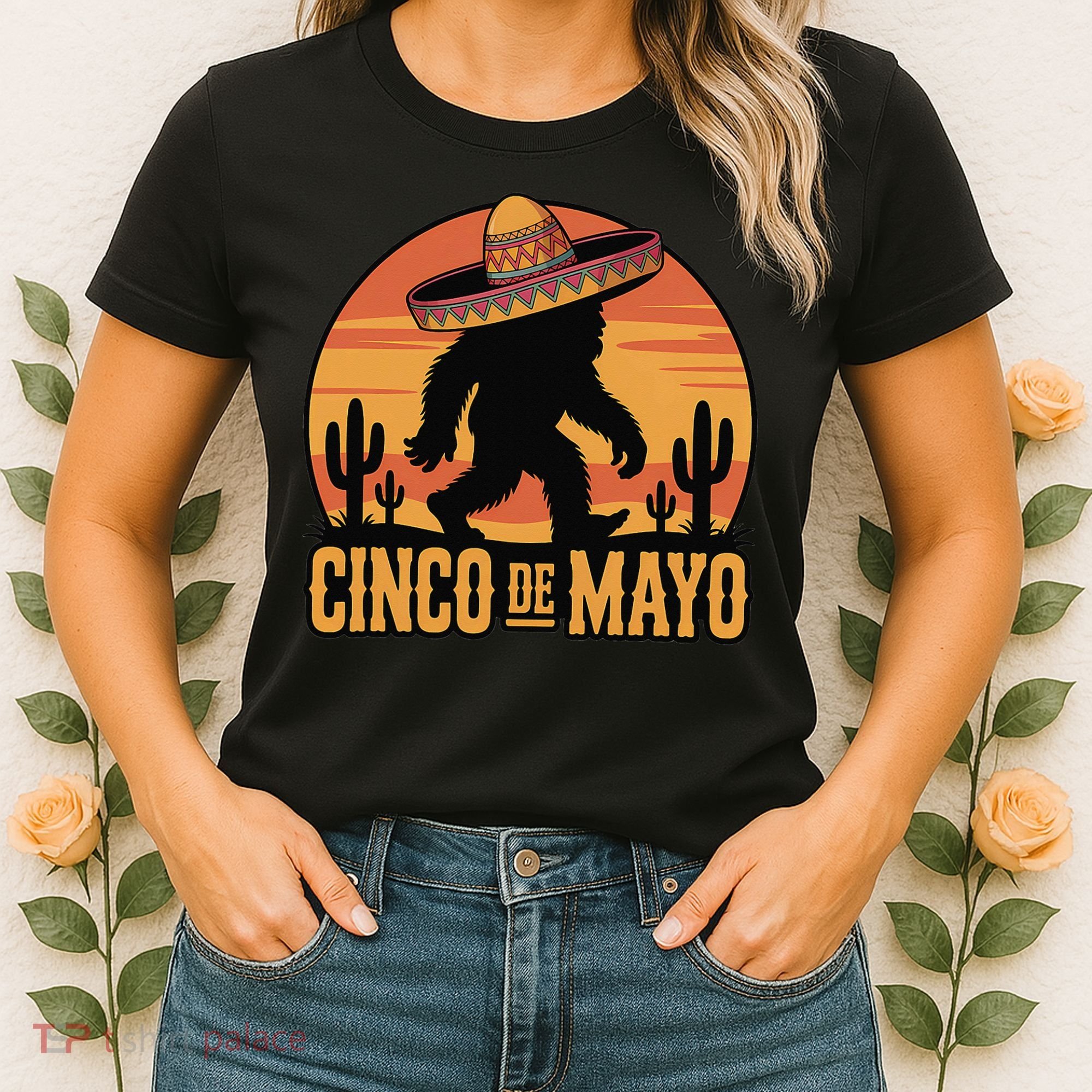 Cinco De Mayo Bigfoot Sombrero Desert Sunset Women's T-Shirt