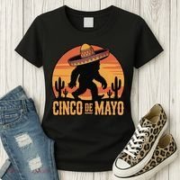 Cinco De Mayo Bigfoot Sombrero Desert Sunset Women's T-Shirt thumb 3