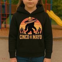 Cinco De Mayo Bigfoot Sombrero Desert Sunset Kids Hoodie thumb 3