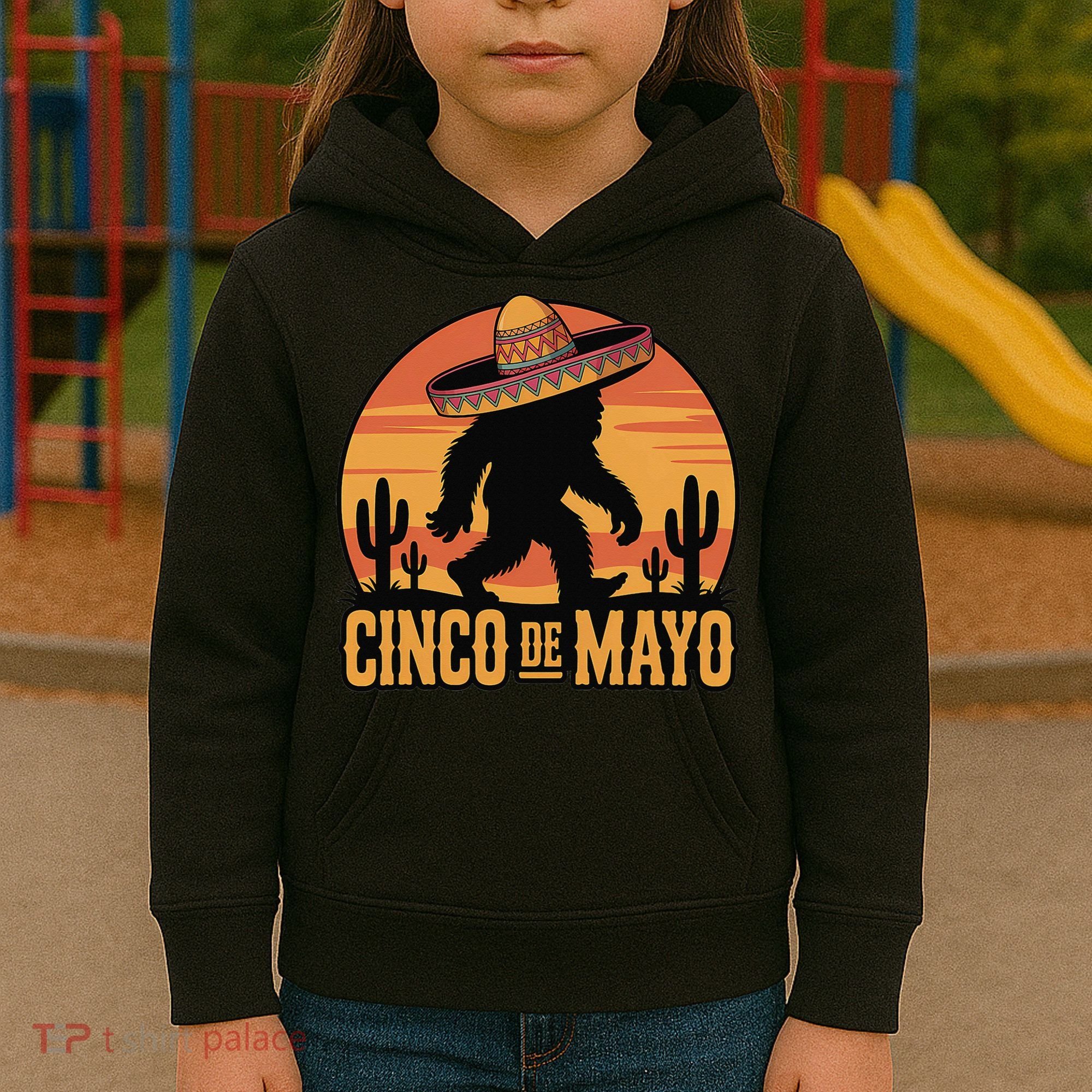 Cinco De Mayo Bigfoot Sombrero Desert Sunset Kids Hoodie