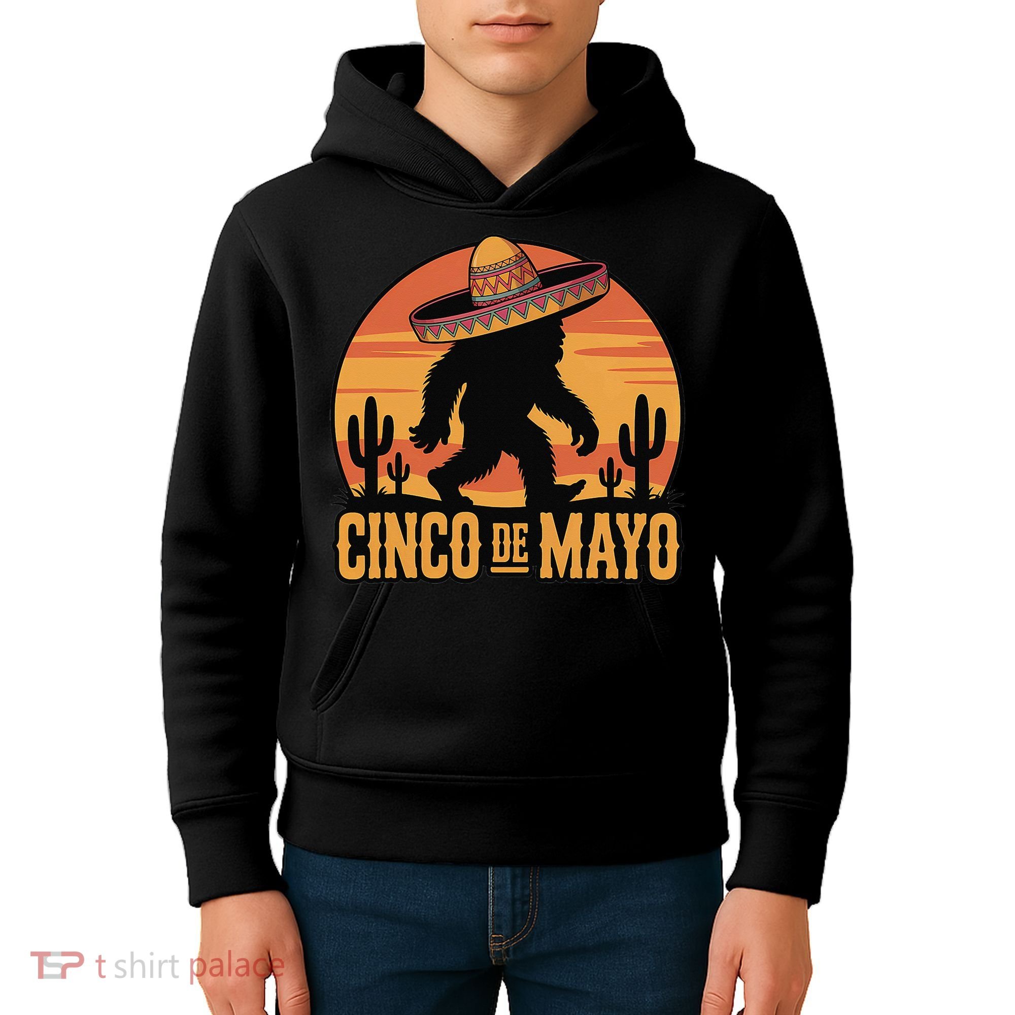 Cinco De Mayo Bigfoot Sombrero Desert Sunset Kids Hoodie