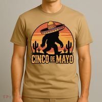Cinco De Mayo Bigfoot Sombrero Desert Sunset T-Shirt thumb 3