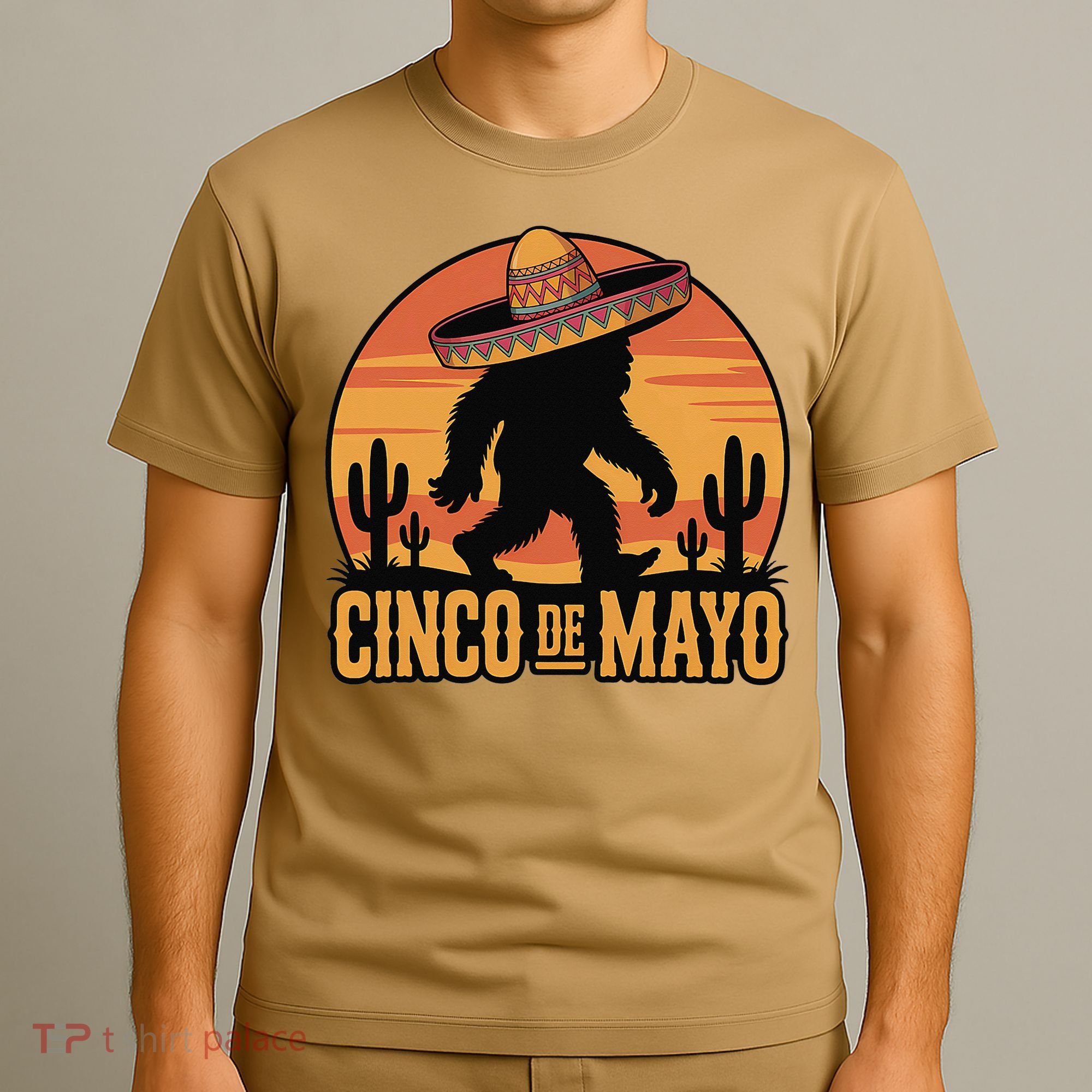 Cinco De Mayo Bigfoot Sombrero Desert Sunset T-Shirt