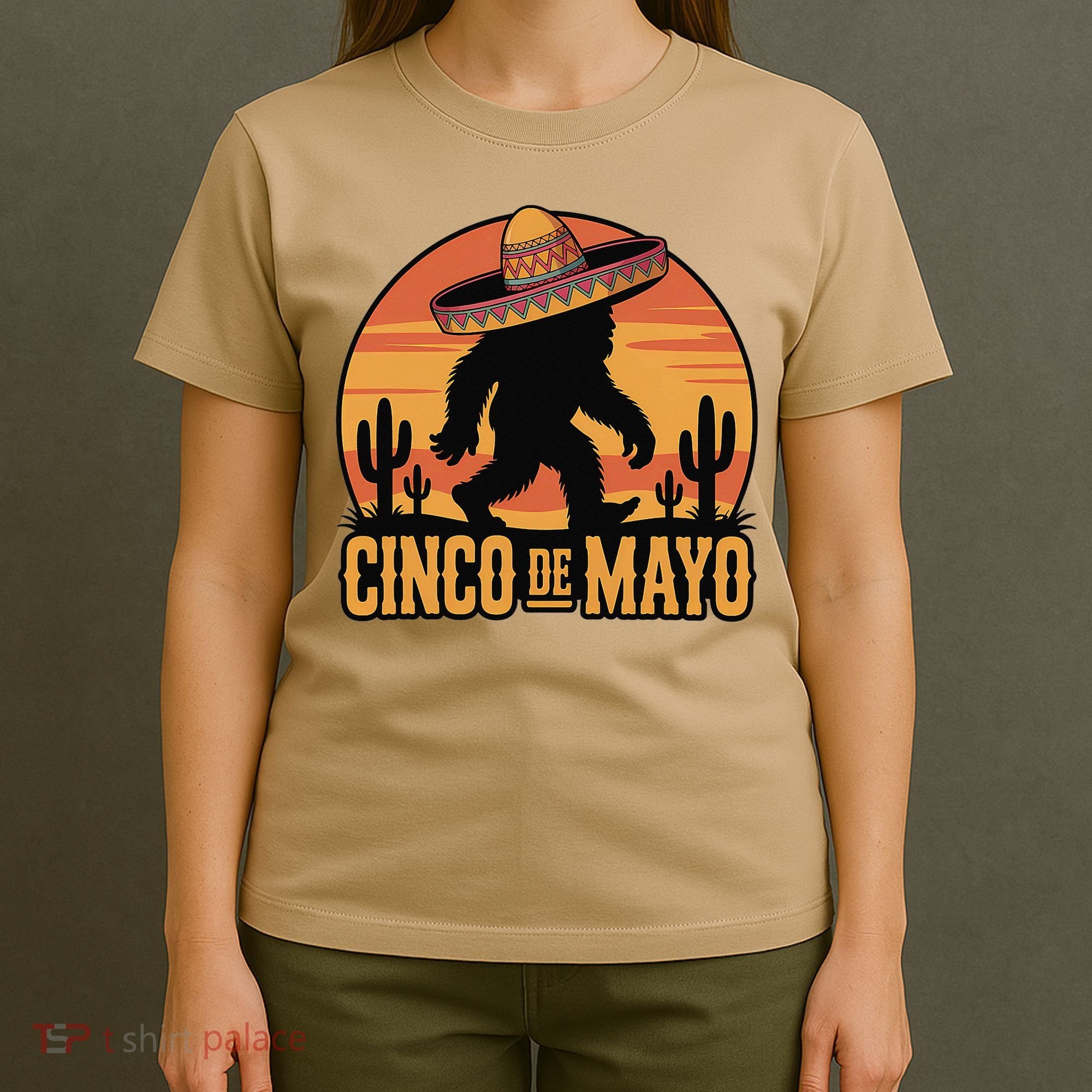 Cinco De Mayo Bigfoot Sombrero Desert Sunset T-Shirt