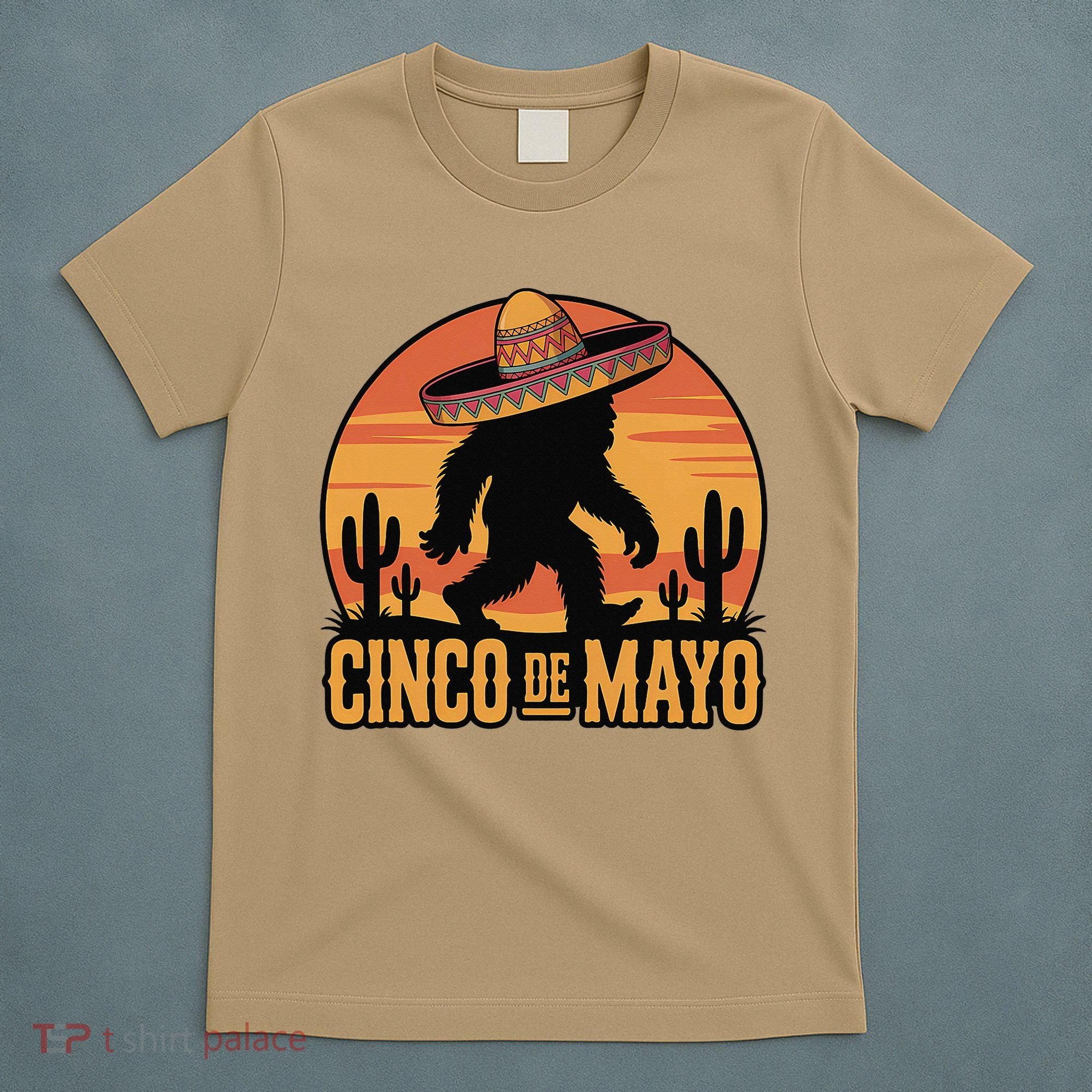 Cinco De Mayo Bigfoot Sombrero Desert Sunset T-Shirt