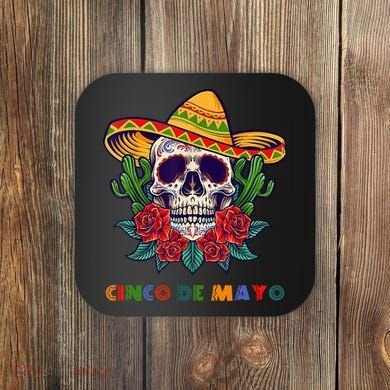 Cinco De Mayo Skull Floral Celebration Coaster