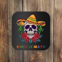 Cinco De Mayo Skull Floral Celebration Coaster thumb 0