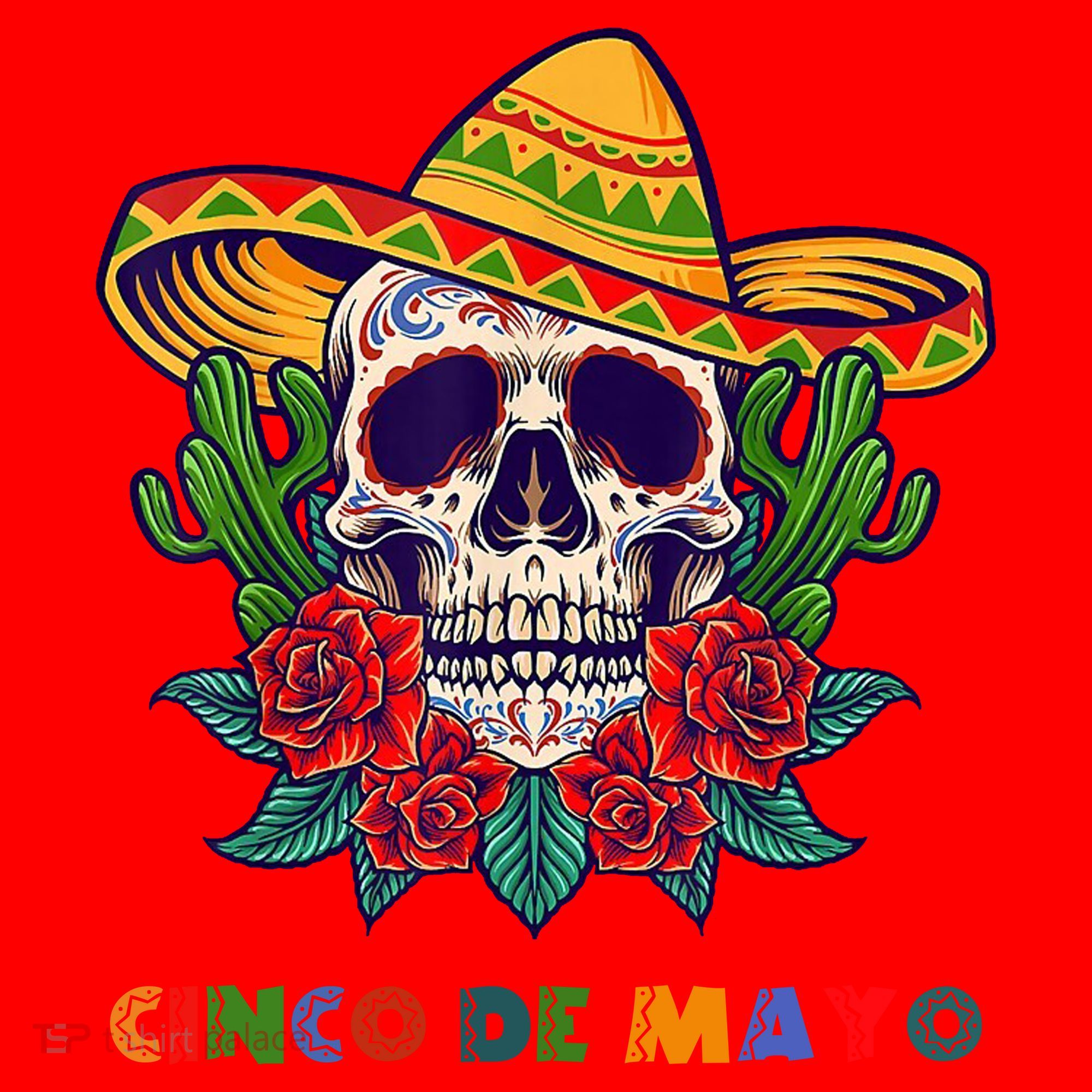 Cinco De Mayo Skull Floral Celebration Santa Hat