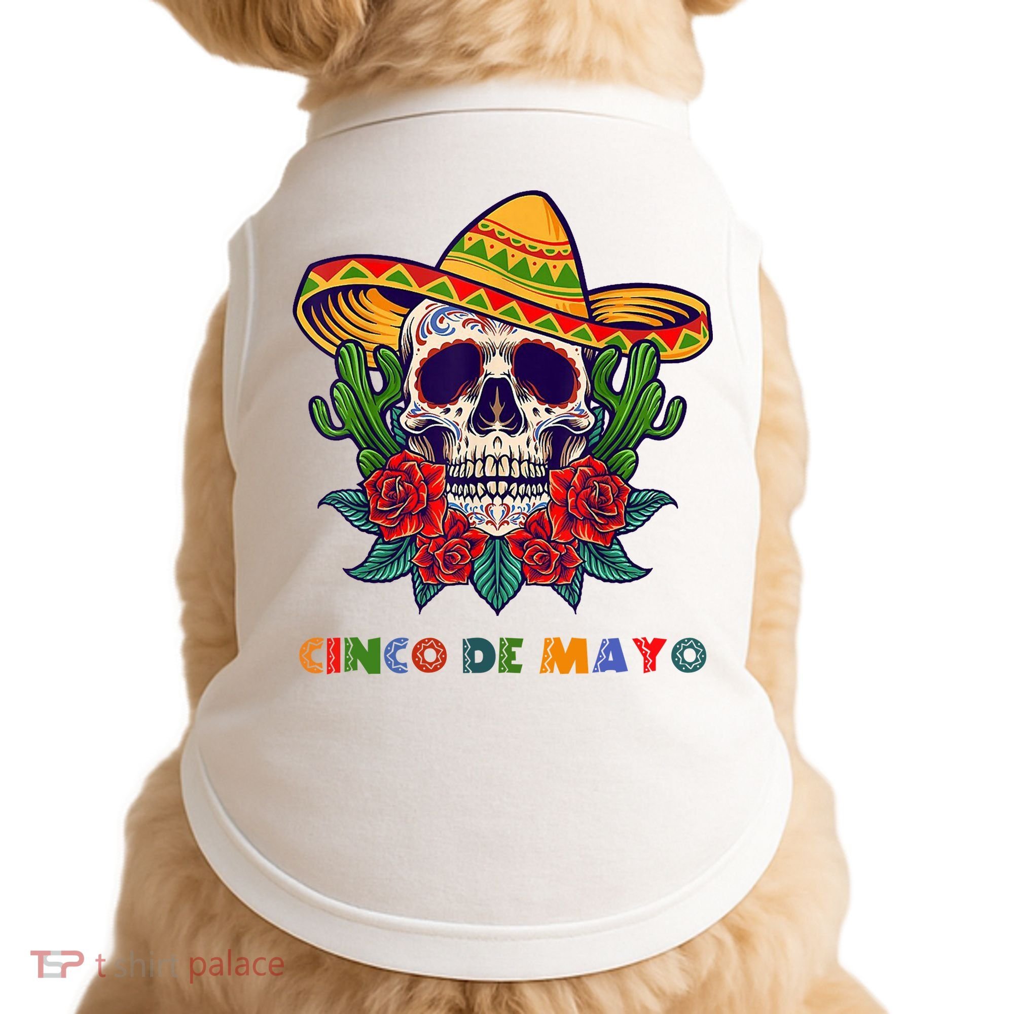 Cinco De Mayo Skull Floral Celebration Doggie Tank