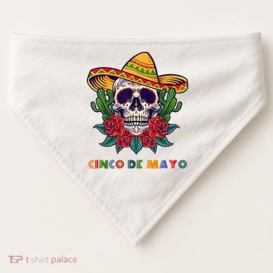 Cinco De Mayo Skull Floral Celebration USA-Made Doggie Bandana