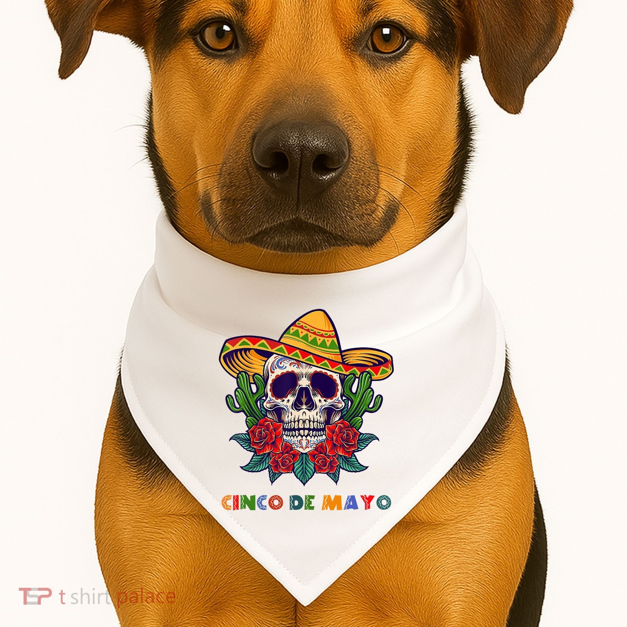 Cinco De Mayo Skull Floral Celebration USA-Made Doggie Bandana