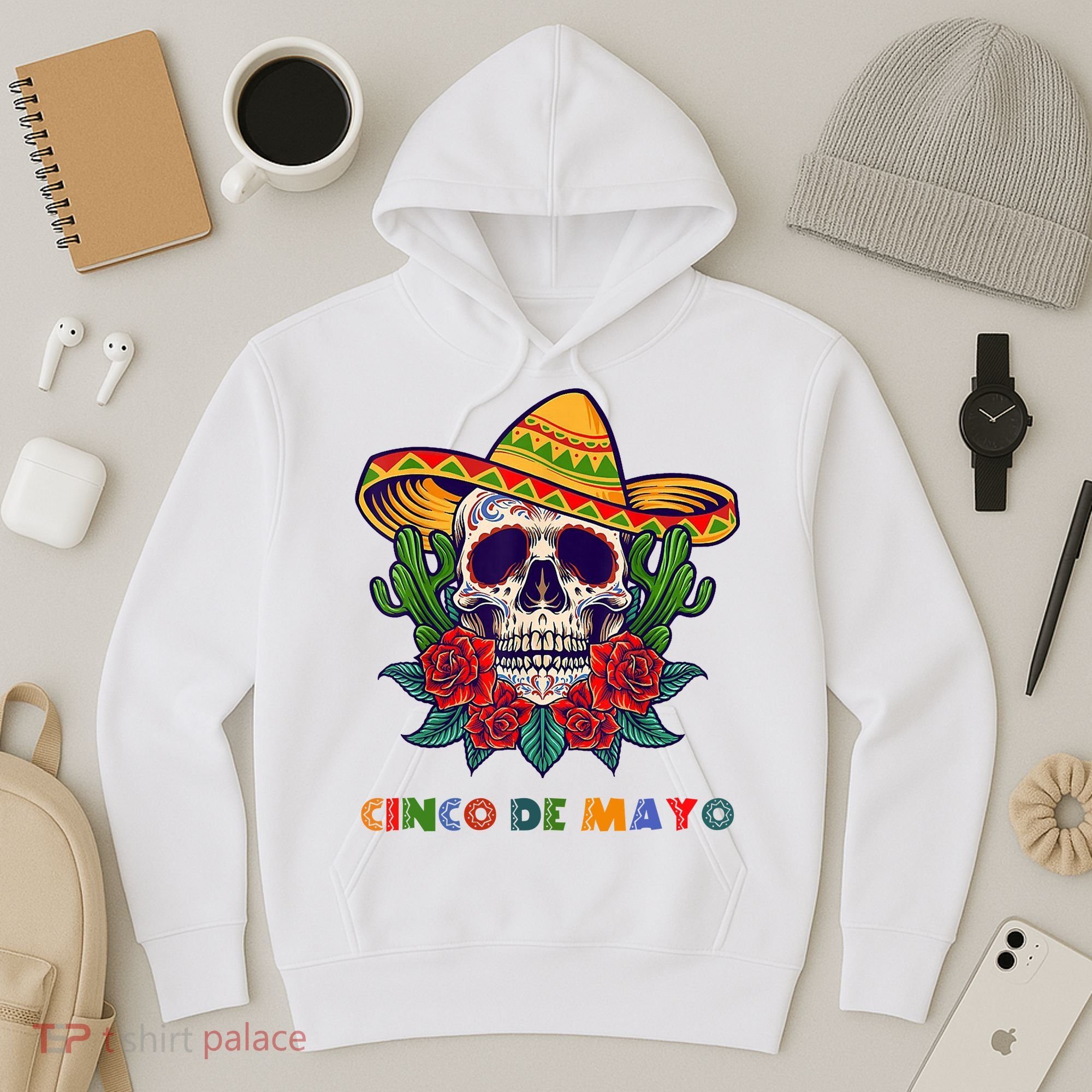 Cinco De Mayo Skull Floral Celebration Hoodie