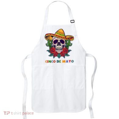 Cinco De Mayo Skull Floral Celebration Apron
