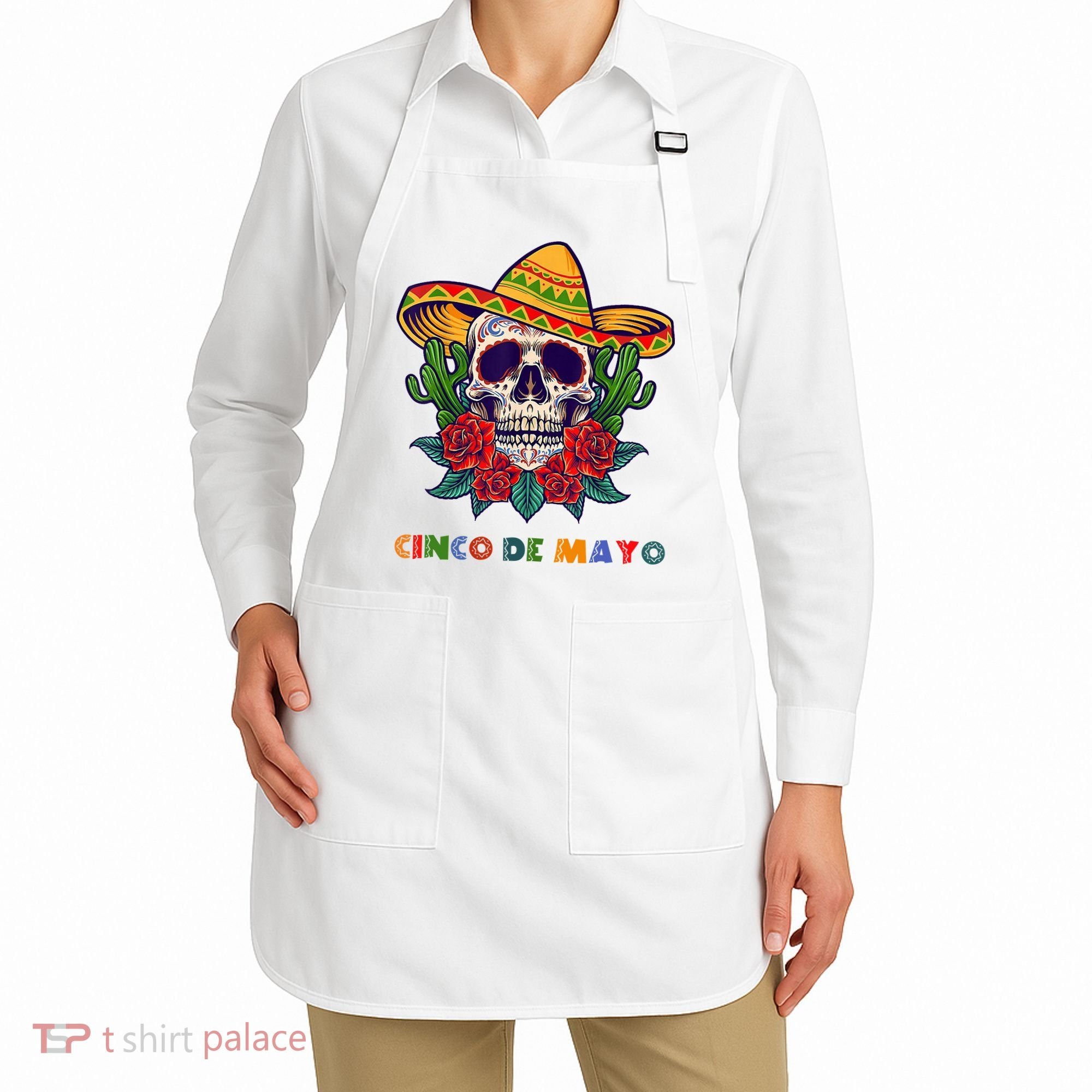 Cinco De Mayo Skull Floral Celebration Apron
