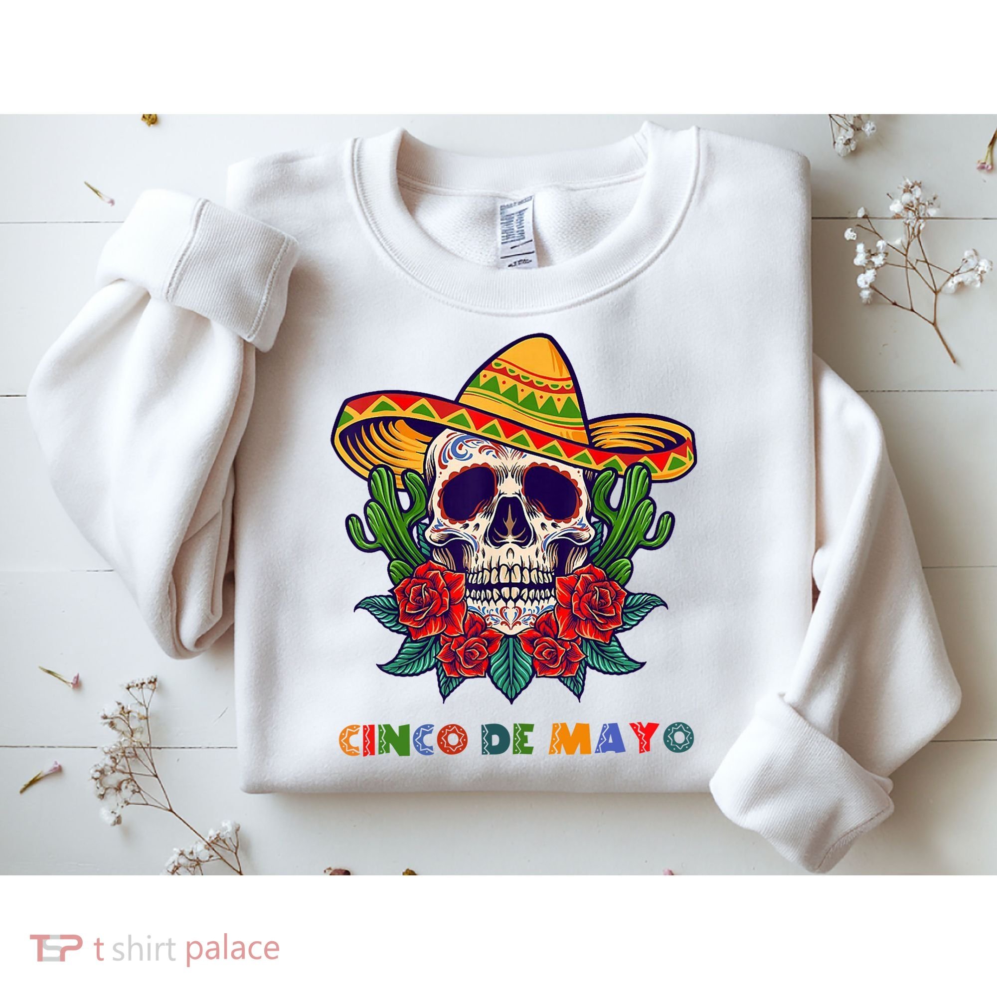 Cinco De Mayo Skull Floral Celebration Sweatshirt