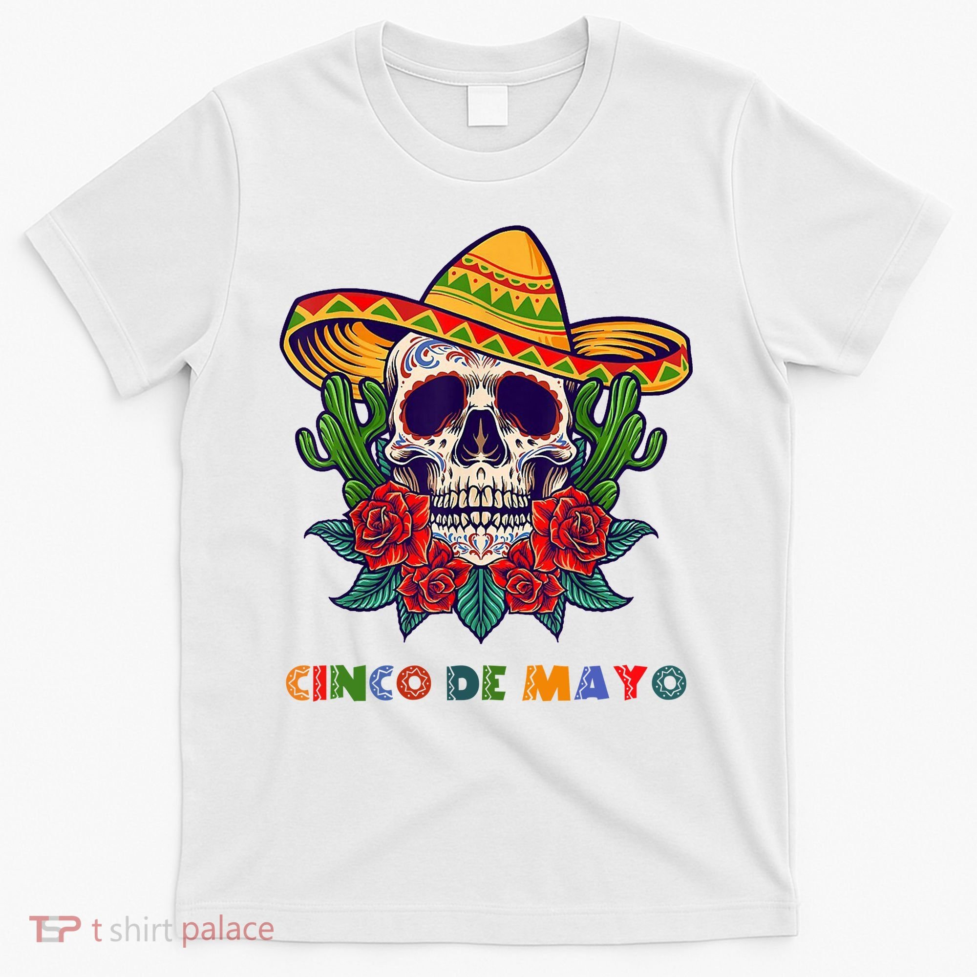 Cinco De Mayo Skull Floral Celebration T-Shirt