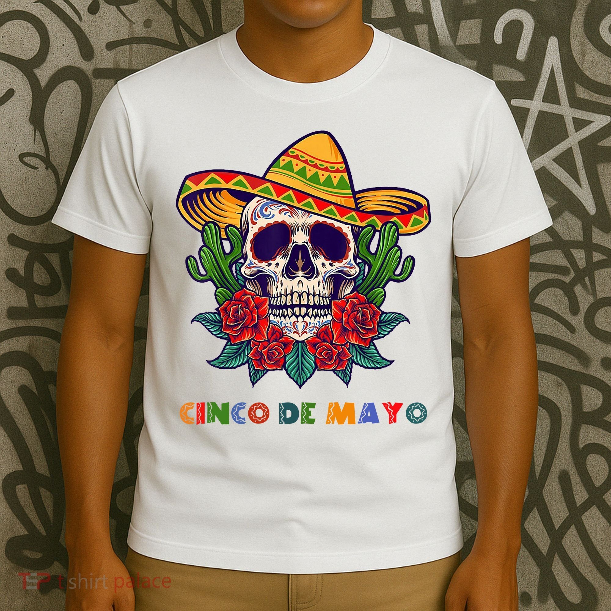 Cinco De Mayo Skull Floral Celebration T-Shirt