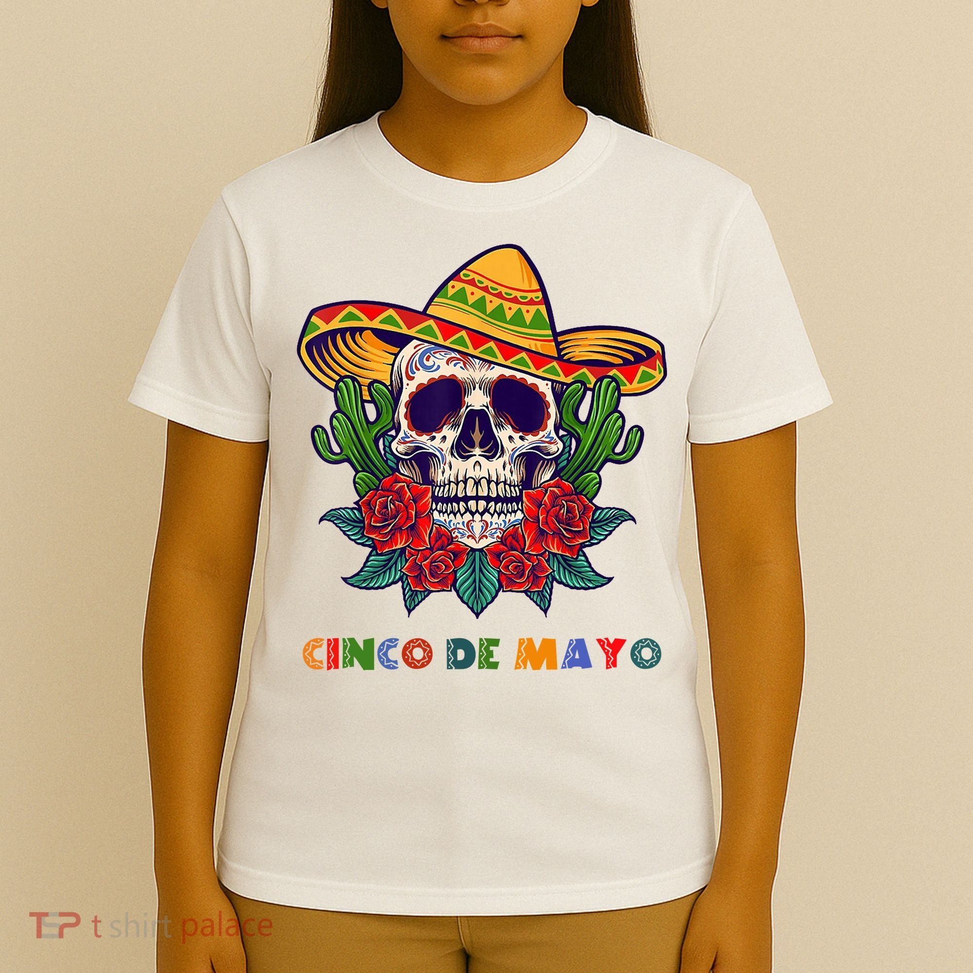 Cinco De Mayo Skull Floral Celebration T-Shirt