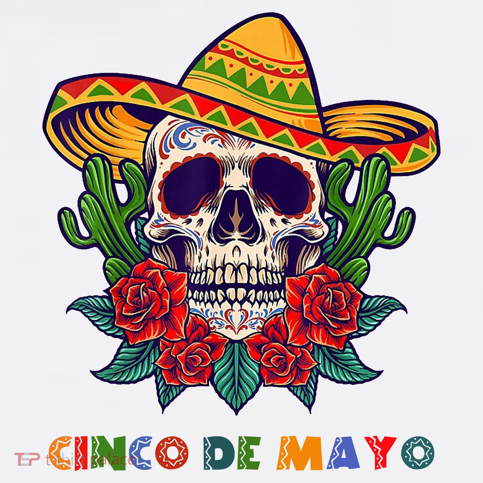 Cinco De Mayo Skull Floral Celebration Button