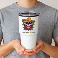 Cinco De Mayo Skull Floral Celebration Tumbler thumb 2