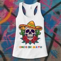 Cinco De Mayo Skull Floral Celebration Women's Tank Top thumb 3
