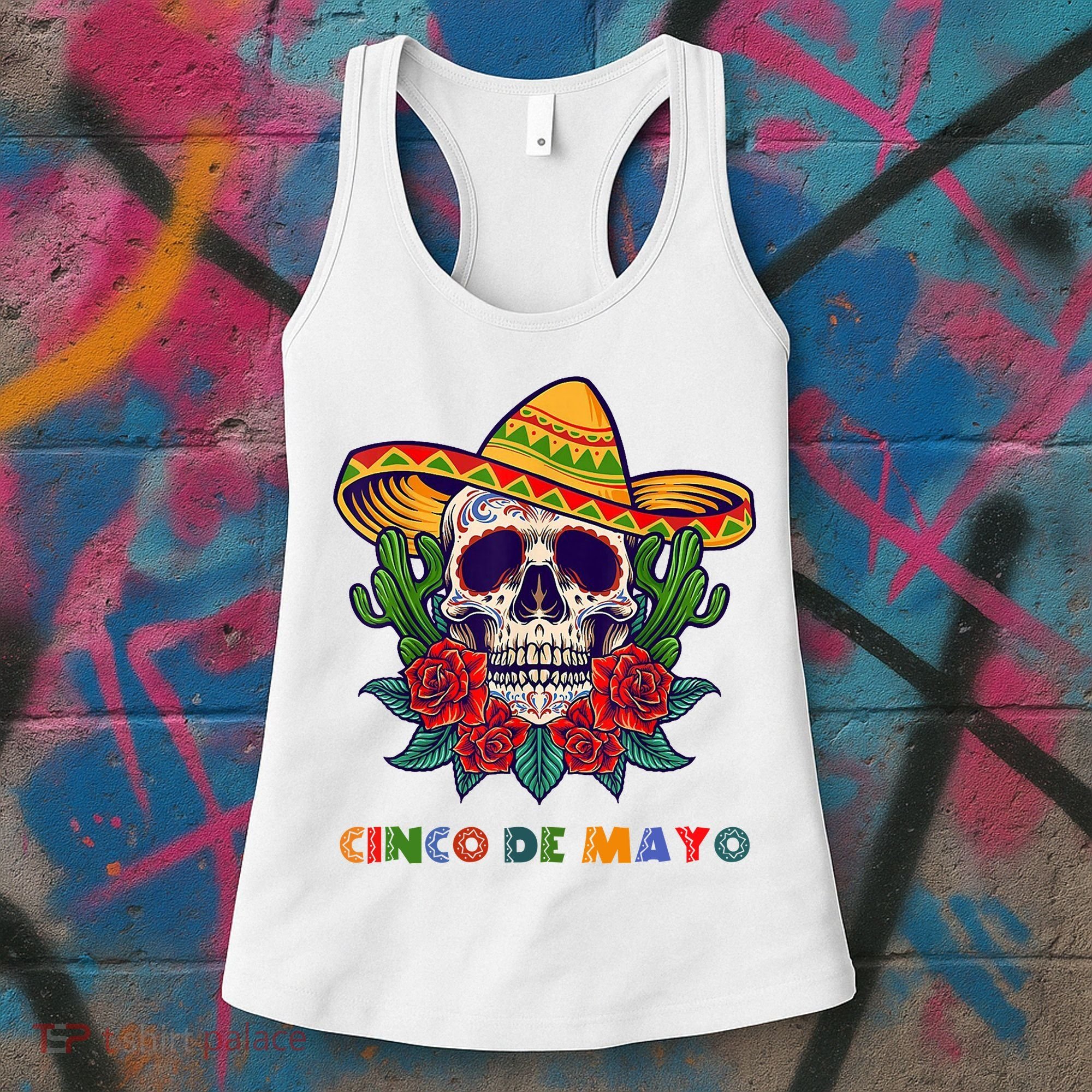 Cinco De Mayo Skull Floral Celebration Women's Tank Top