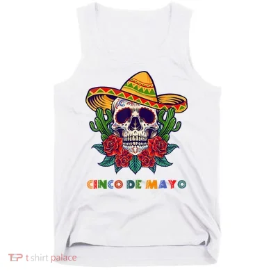 Cinco De Mayo Skull Floral Celebration Tank Top