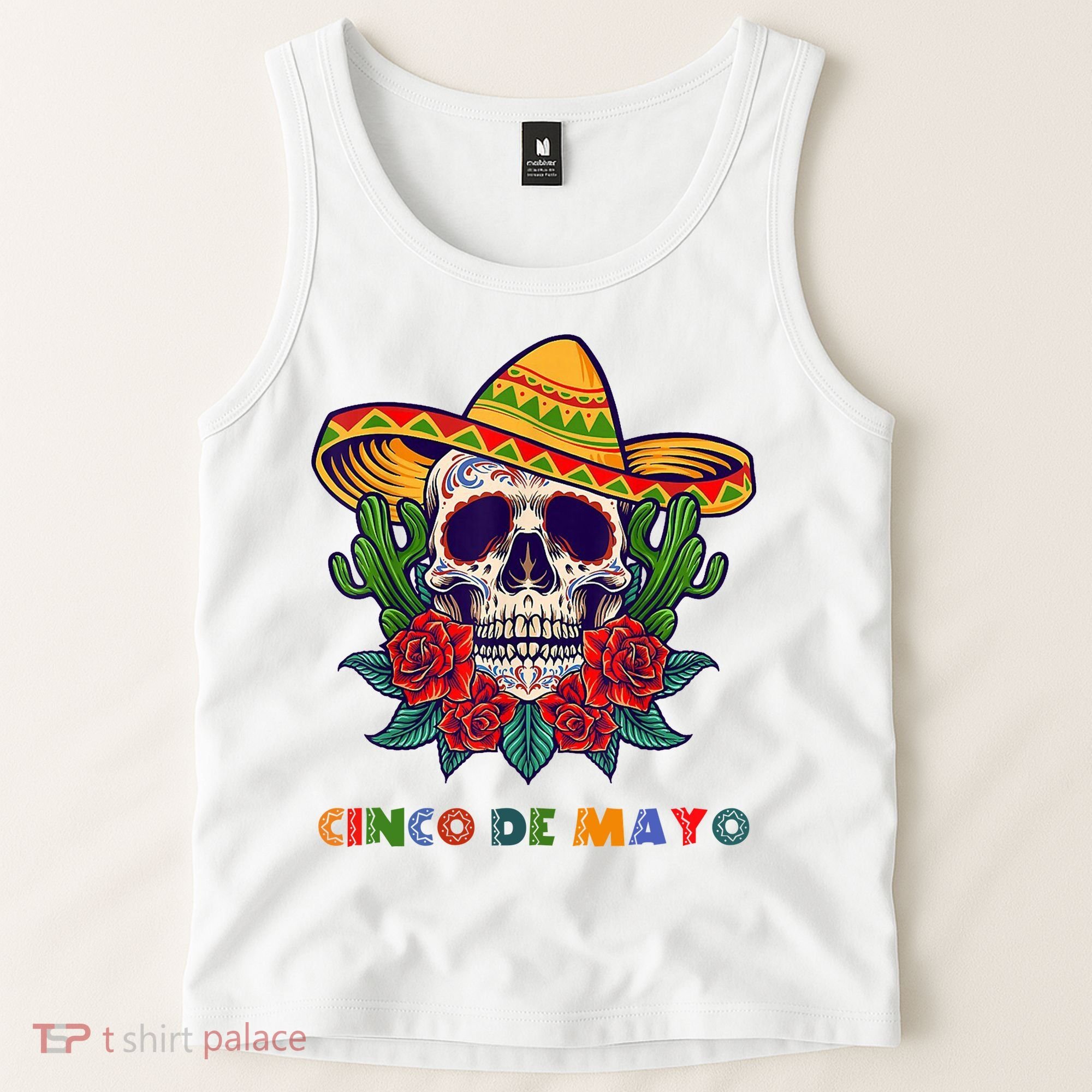 Cinco De Mayo Skull Floral Celebration Tank Top