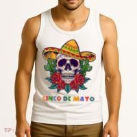 Cinco De Mayo Skull Floral Celebration Tank Top thumb 3