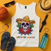 Cinco De Mayo Skull Floral Celebration Tank Top thumb 4