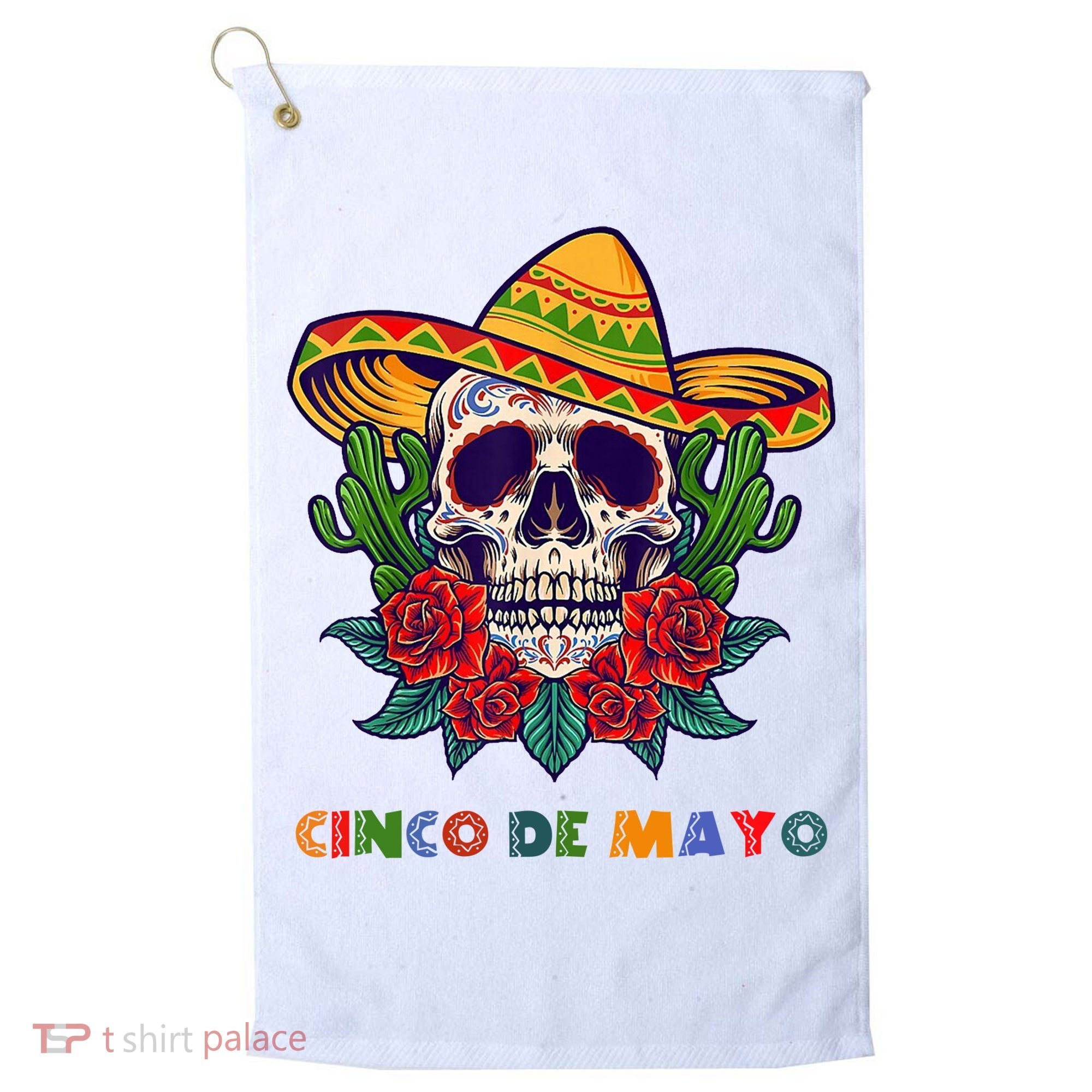 Cinco De Mayo Skull Floral Celebration Golf Towel