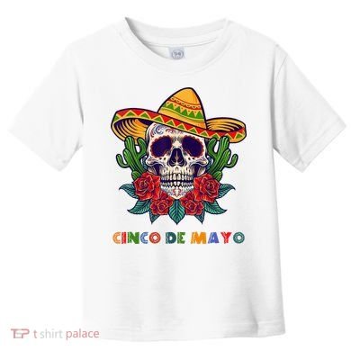Cinco De Mayo Skull Floral Celebration Toddler T-Shirt