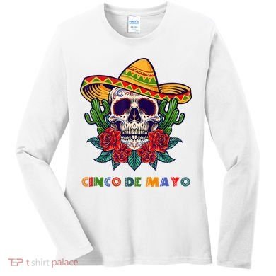 Cinco De Mayo Skull Floral Celebration Women's Long Sleeve Shirt