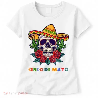 Cinco De Mayo Skull Floral Celebration Women's T-Shirt