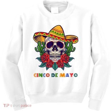 Cinco De Mayo Skull Floral Celebration Kids Sweatshirt