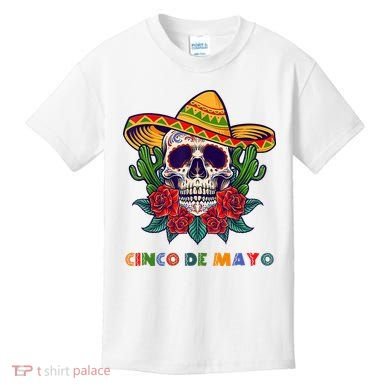 Cinco De Mayo Skull Floral Celebration Kids T-Shirt